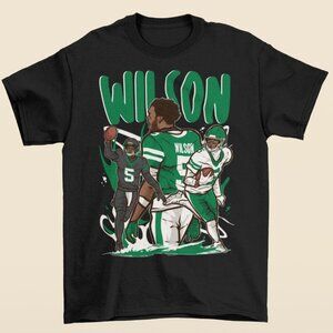 NEW Garrett Wilson Cartoon Style New York Football T-Shirt